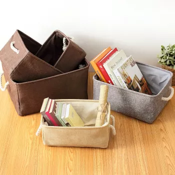 Foldable Cotton Laundry Basket for Clothes & Toy Storage