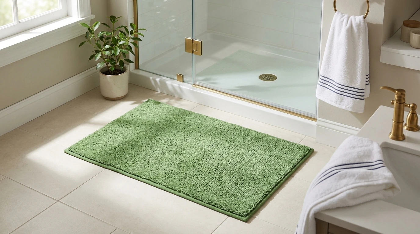 Green “You Look Good” Bath Mat: Preppy, Non-Slip Style